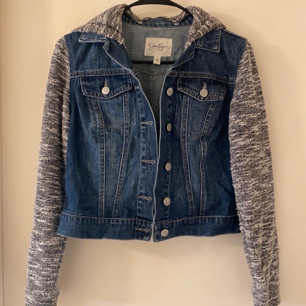 JESSICA SIMPSON Mixed Media Denim Jacket